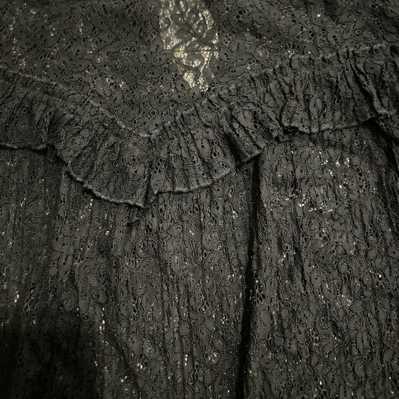 Saylor x Revolve Mariella Lace Ruffle Blouse in Black Goth Witchy - Picture 3 of 6